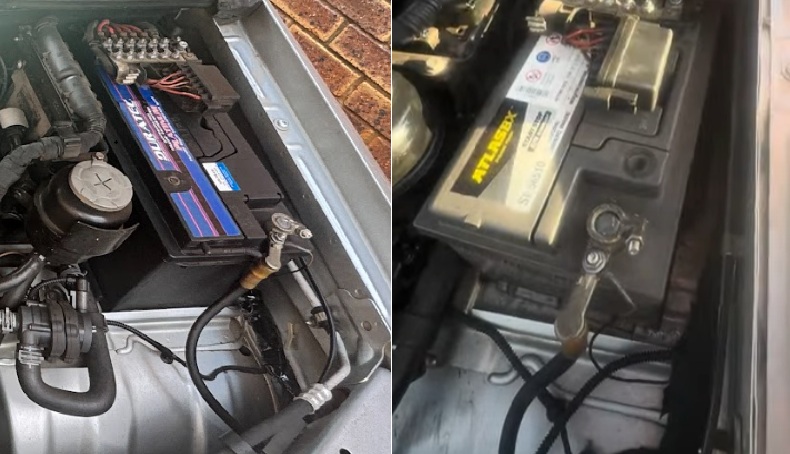 Two different batteries, before and after